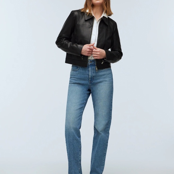 SHRUNKEN ZIP-FRONT JACKET (LEATHER) - BLACK - MADEWELL - Picture 6 of 6